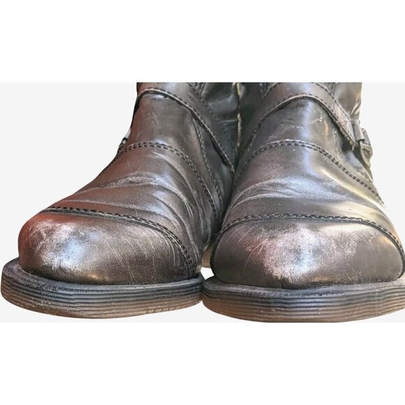 Rare Dr Martens Distressed Moto Boots Mens 8 Metallic Gray Zip VTG Grunge Punk - Picture 5 of 16